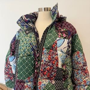 Avec Les Filles Multicolor Patchwork Puffer Jacket